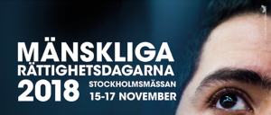 Bild med texten Mänskliga rättighetsdagarna 2018 stockholmsmässan 15-17 november